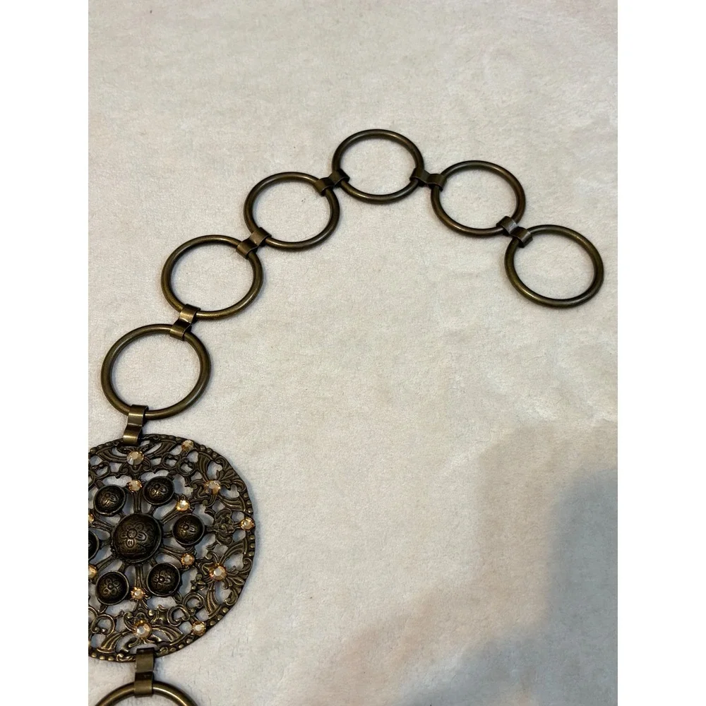 Vintage Made in Italy Ornate Jeweled Medallion Statement Belt 41
